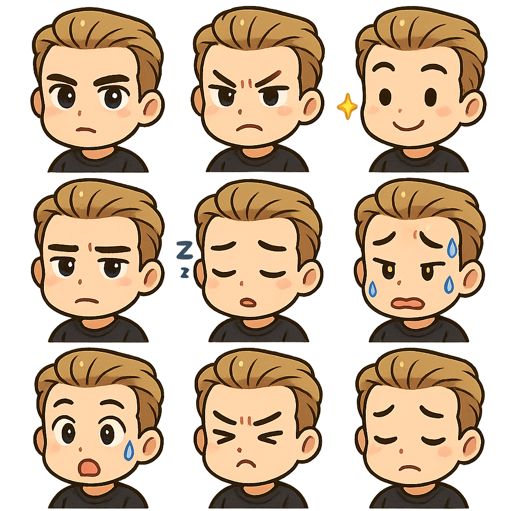 9 Grid Chibi Expression Stickers